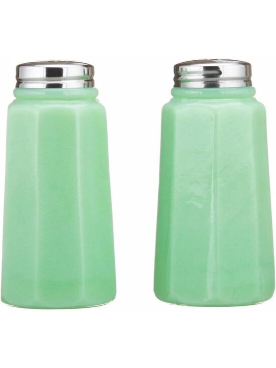 Other - Jadeite Green Salt and Pepper Shaker Holder Set - Vintage Kitchen Decor